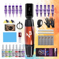 Tattoo Machine Set Complete Wireless - TM-72 Tattoo Pen Gun with Power Supply for Temporary Body Art, Festivals and Costumes