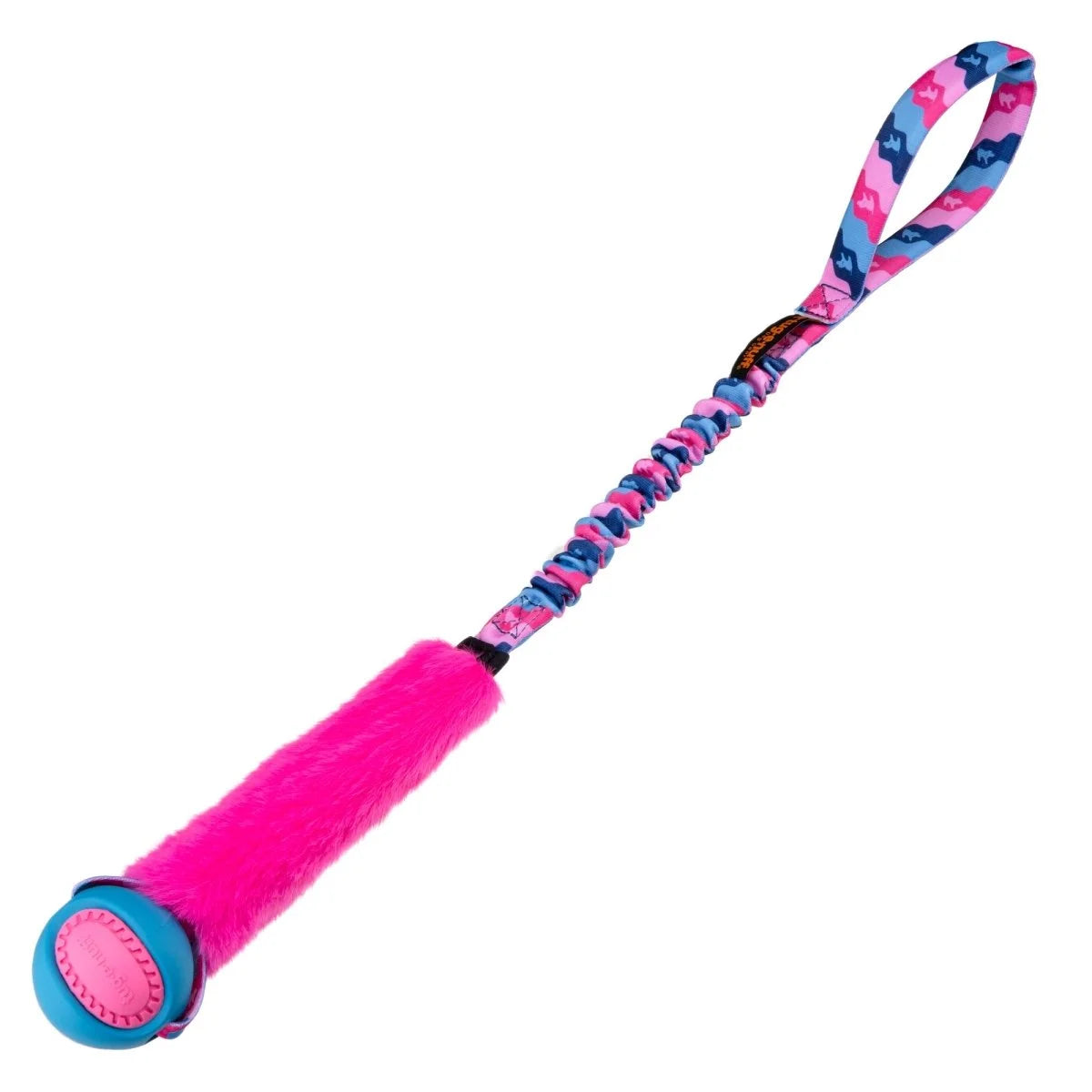 Faux Fur Bungee Ball Dog Tug Toy Pink Pattern