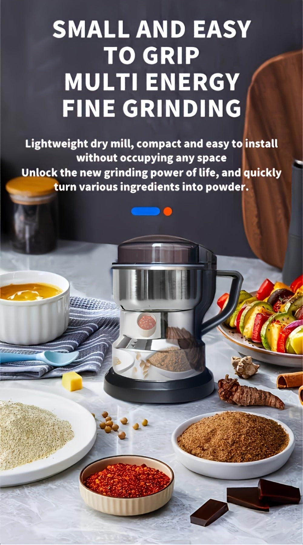 Electric Coffee Grinder 400ml 14oz 4-Blade Stainless Steel 10 Second Quick Grinding for Entryways, Bedrooms and Living Spaces