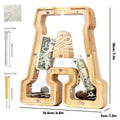 Alphabet Wooden Money Bank for Adults A to Z Letter Piggy Bank – Personalized Coin Bank Home Decor Craft Art Decoration