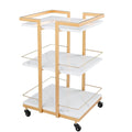 Three-Shelf Rolling Salon Trolley with Side Handles, Locking Casters and Four Color Configurations