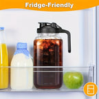 Glass Pitcher Set, 64oz Wide-Mouth Mason Jars with Pour-Spout Lids in Two-Pack or Three-Pack Options