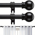 Two-Pack Matte Black Curtain Rod Set with 5/8 Inch Tube and 28–52 to 28–95 Inch Size Options