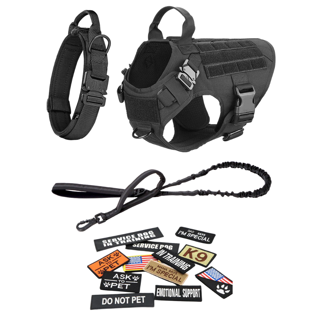 Heavy-Duty Tactical No-Pull Dog Harness with Dual D-Ring Control and Quick-Release Metal Buckles product image 61