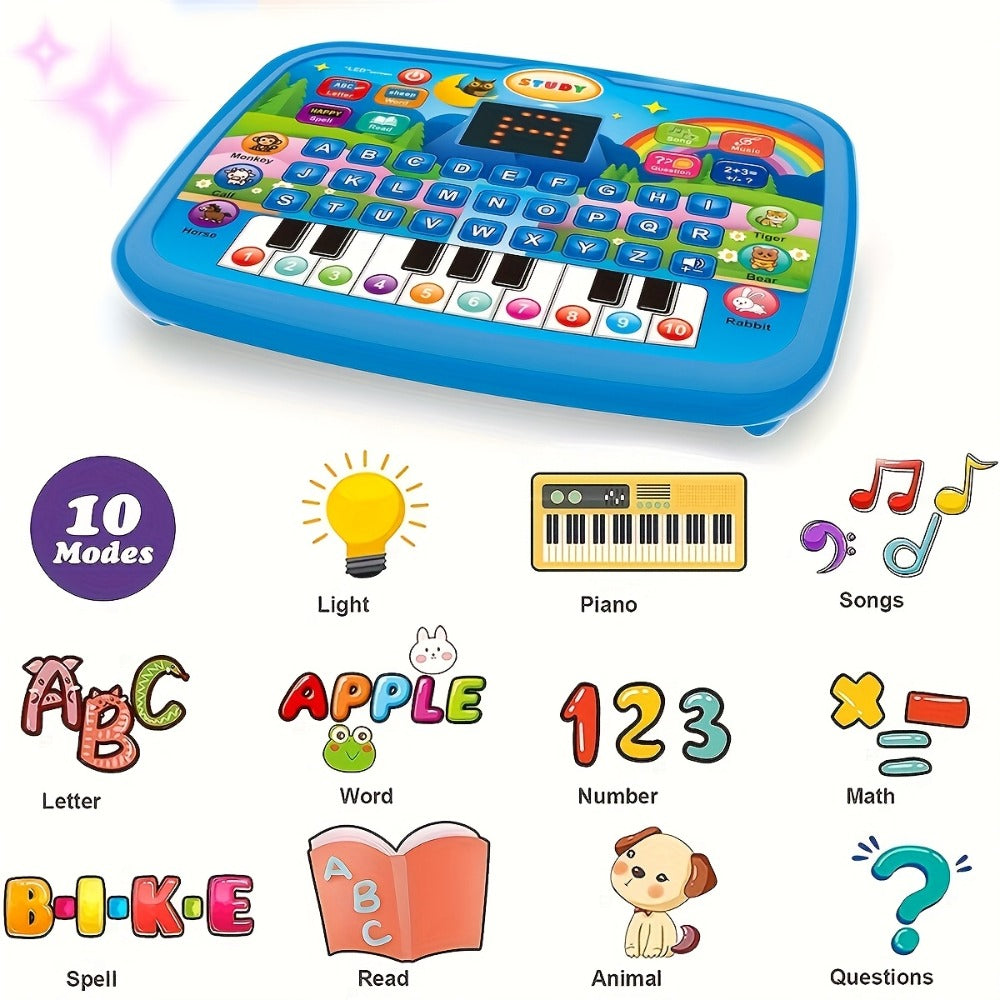 Educational Learning Tablet for Kids Ages 3-6, Multifunctional Alphabet Numbers Music Animal Sounds & Piano Toy