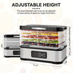 Five-Tray Stackable Food Dehydrator with 240W Heating, 95–158°F Control and Silver or Green Options
