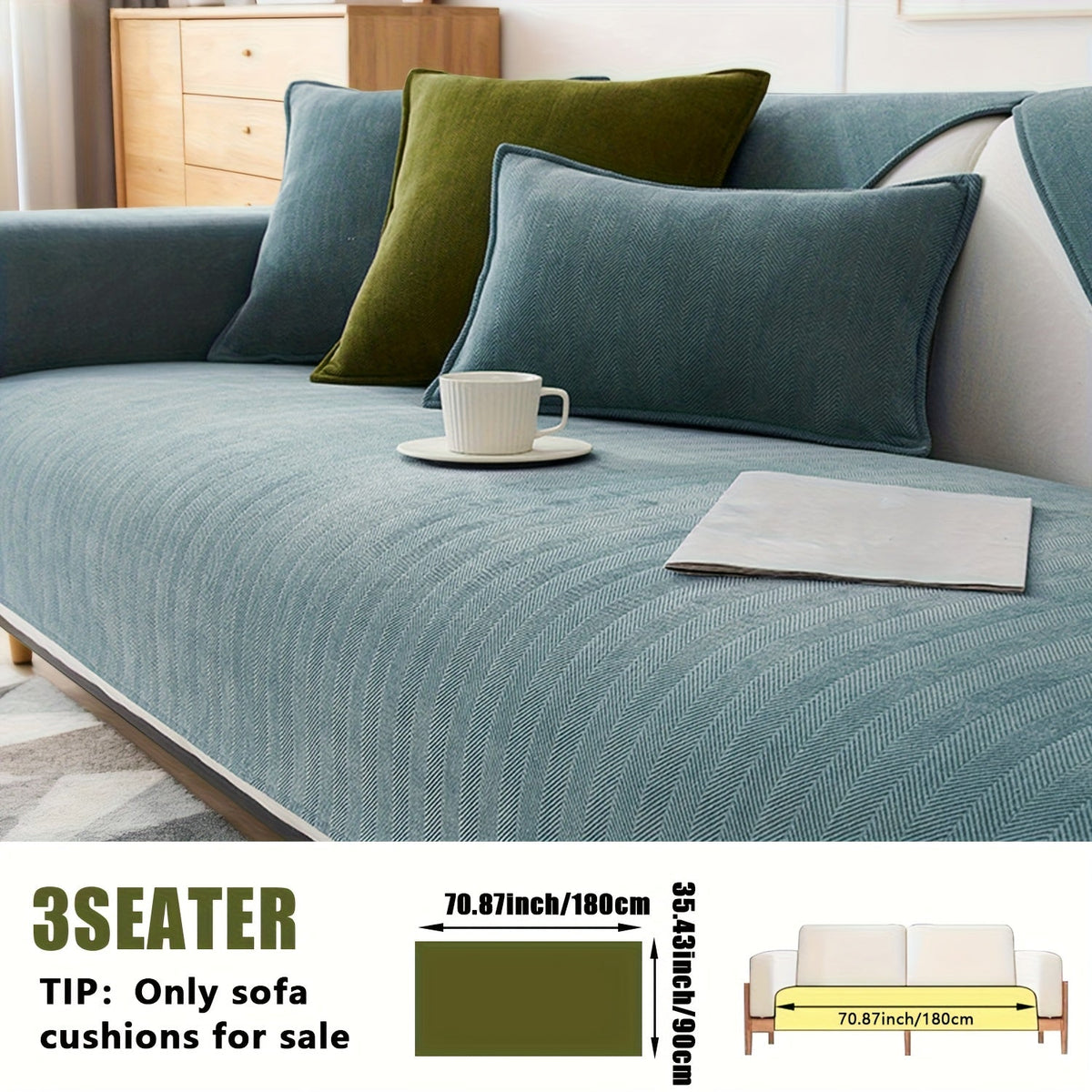 Sofa Cover Ribbed Chenille Stretch Panels for 1 to 4 Seats, Armrests or Cushions with Model-Specific Size and Color Options