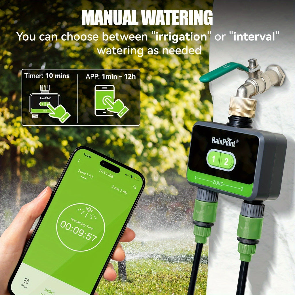 WiFi Sprinkler Timer 2 Zone Smart, App Control Garden Irrigation for Garden, Lawn and Yard Watering
