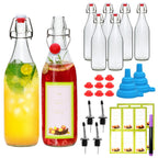 Flip Top Glass Bottles with Stopper 16oz, Airtight Swing Top Bottle for Kombucha, Juice, Vinegar