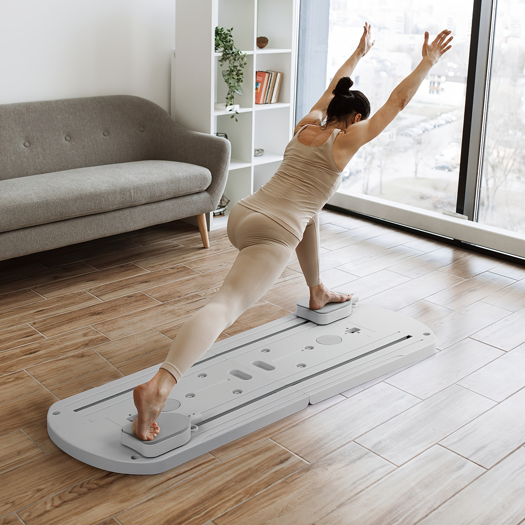 Home Pilates Training Board 8-in-1 – 350LB Capacity, PP Anti-Distortion, Foldable with Resistance Bands & Non-Slip Feet for Shoulders