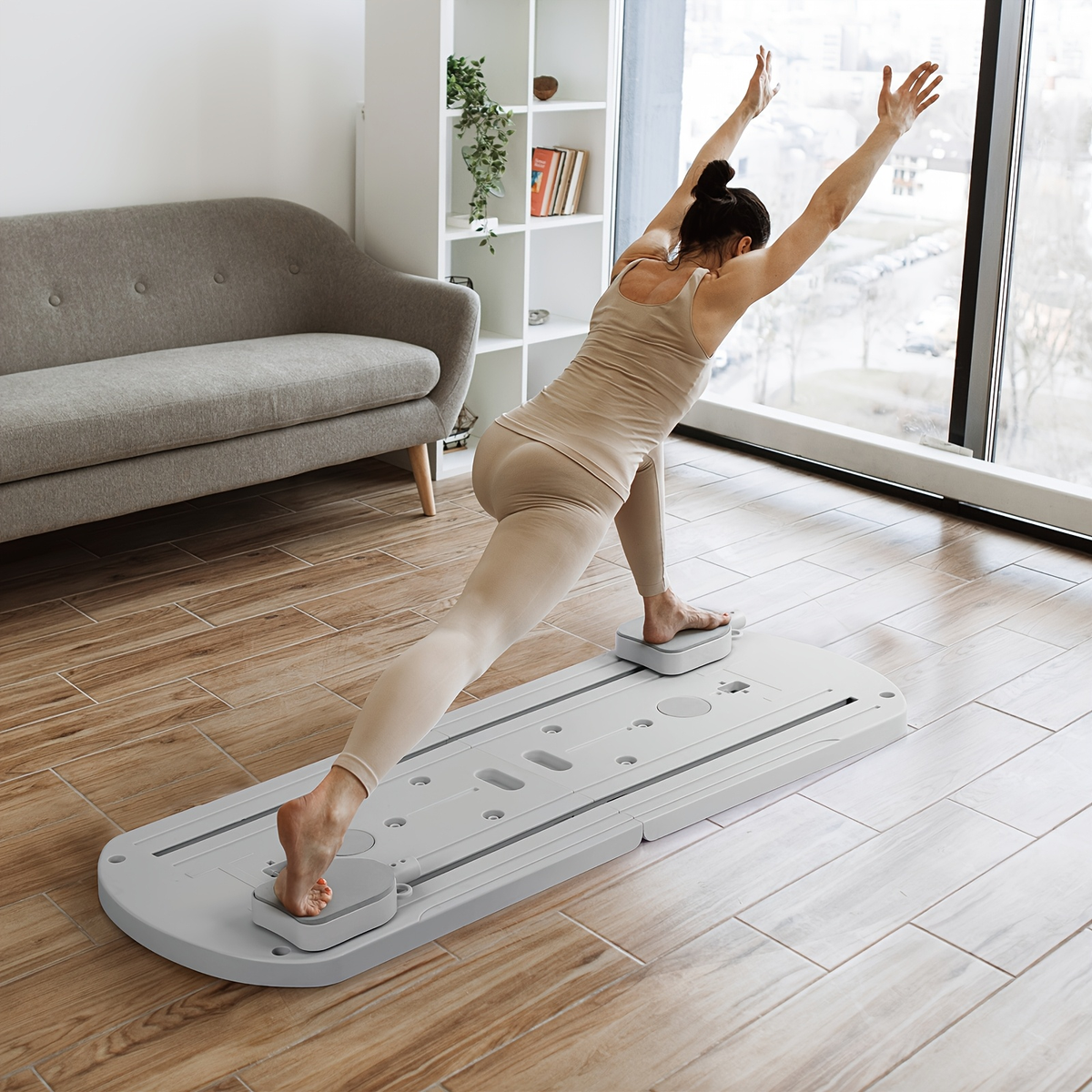 Home Pilates Training Board 8-in-1 – 350LB Capacity, PP Anti-Distortion, Foldable with Resistance Bands & Non-Slip Feet for Shoulders