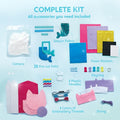 Kids Sewing Kit for Beginners 7 Felt Craft Projects, Pre-Punched Holes Safe Needles Mini Pillow Keychain Card Holder Cup Sleeve