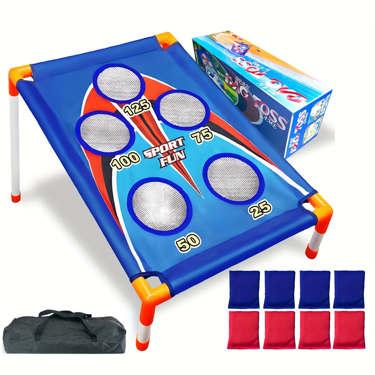 Bean Bag Toss Game Set – 5-Hole Scoring Board, 8 Bean Bags & Carry Bag – Outdoor Backyard Lawn & Beach Game for Adults & Kids, Family Party