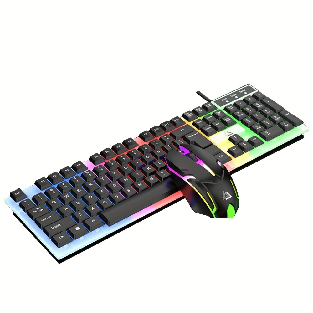Gaming Keyboard and Mouse Combo Wired Backlit Mechanical-Feel Keys Optical Mouse Ergonomic USB Set for PC Laptop Desktop Home Office Quick