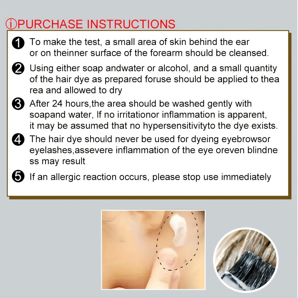 Plant Extract Hair Coloring Shampoo 100ml 3.38oz, Deep Scalp-Safe Gray & White Hair Coverage, Botanical Color