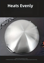 Stainless Steel Wok & Frying Pan, Non-Stick Cooking Surface, Handle, Compatible with Gas, Induction & Electric Stovetops