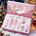 10-Piece Botanical Skincare Gift Set with Coordinated Bottles, Jars and Tubes in a Pink Presentation Box