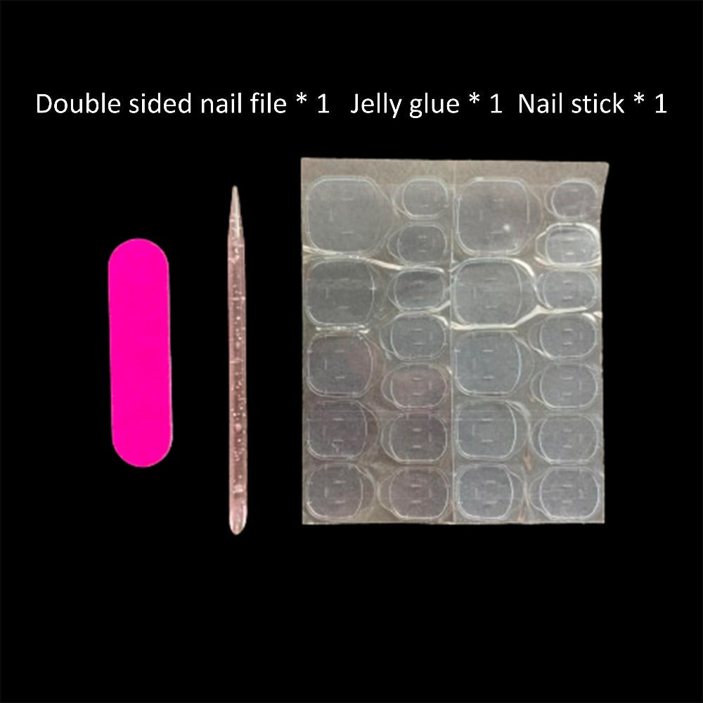 Press On Nails 10-Piece Long Duckbill Set with Nude French Tips, AB Diamond Finish and Nail Tools