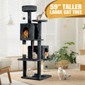 Cat Tree Tower 59 Inch Large Multi-Level Cat Tower for Indoor Cats with Plush Resting Area, Sisal Scratching Post & Hanging Ball Toy