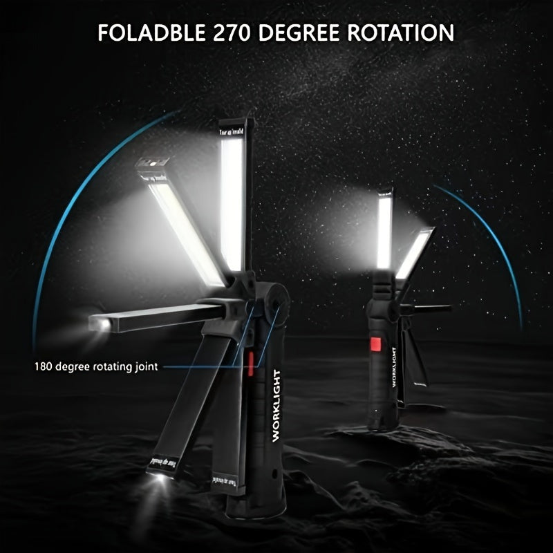 COB LED Work Light Rechargeable – Magnetic Base Portable Flashlight, 1000 Lumen Adjustable Beam, Multi-Pack Hanging Lamp for Garage