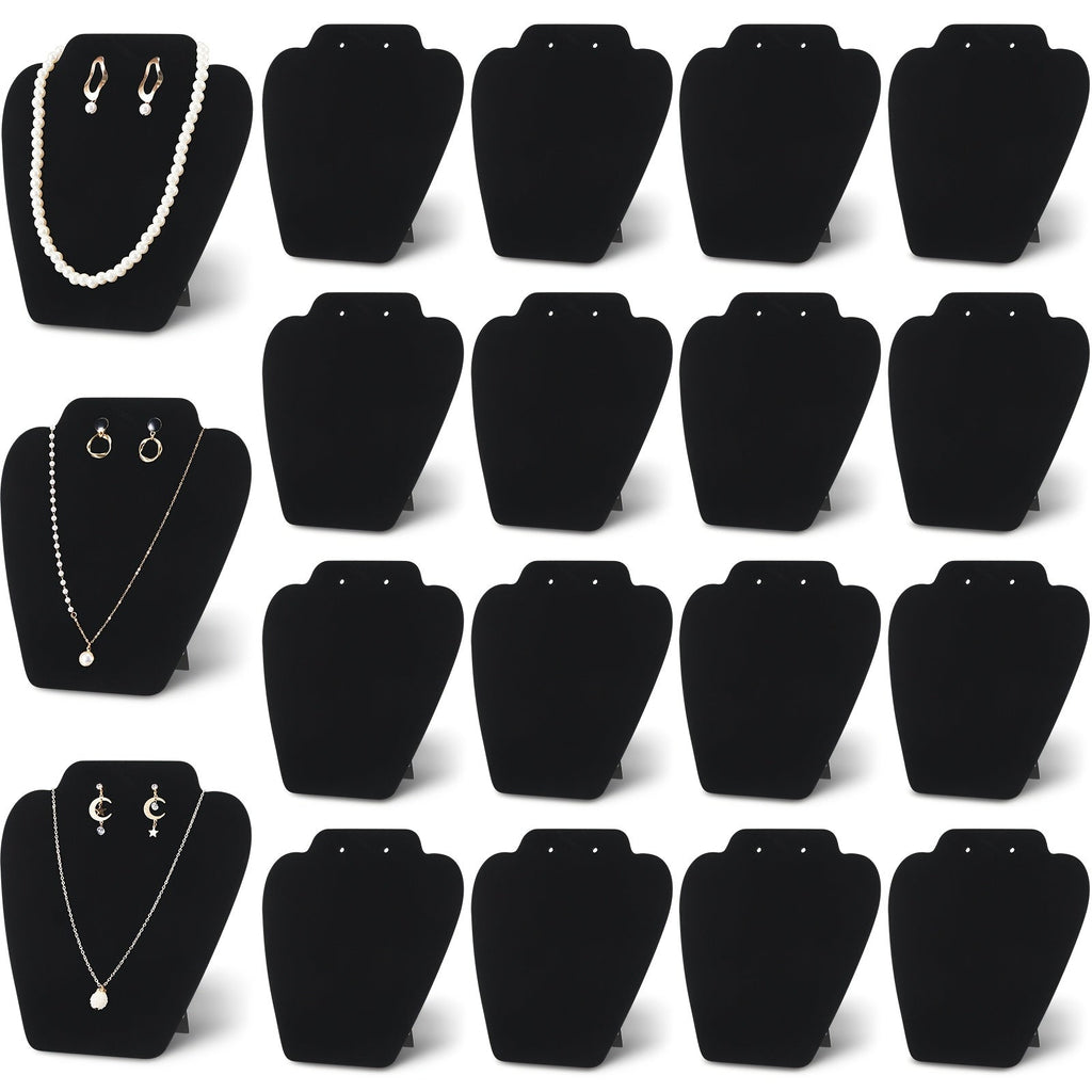 24-Piece Jewelry Display Easel Set with Black Velvet-Labeled Panels, Graduated Sizes and Folding Supports