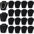24-Piece Jewelry Display Easel Set with Black Velvet-Labeled Panels, Graduated Sizes and Folding Supports