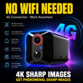 4G LTE Security Camera 4K Wireless No WiFi Needed, Infrared Night Vision, Rechargeable Battery, PIR Human Detection