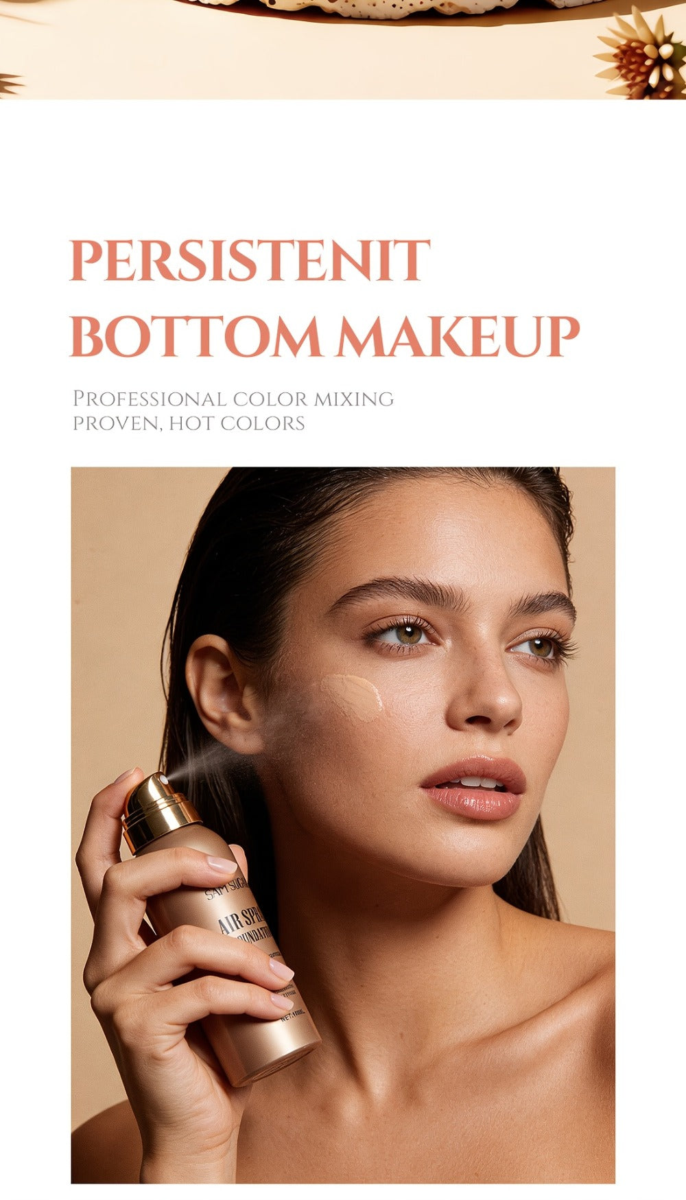 Waterproof Matte Foundation Spray Powder with Brush Set for Women – Sweat-Proof Long-Lasting Full Face Coverage Natural Finish Oil Control