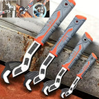 Four-Piece Self-Adjusting Wrench Set in 6-, 8-, 10- and 12-Inch Sizes with Cr-V Material Marking