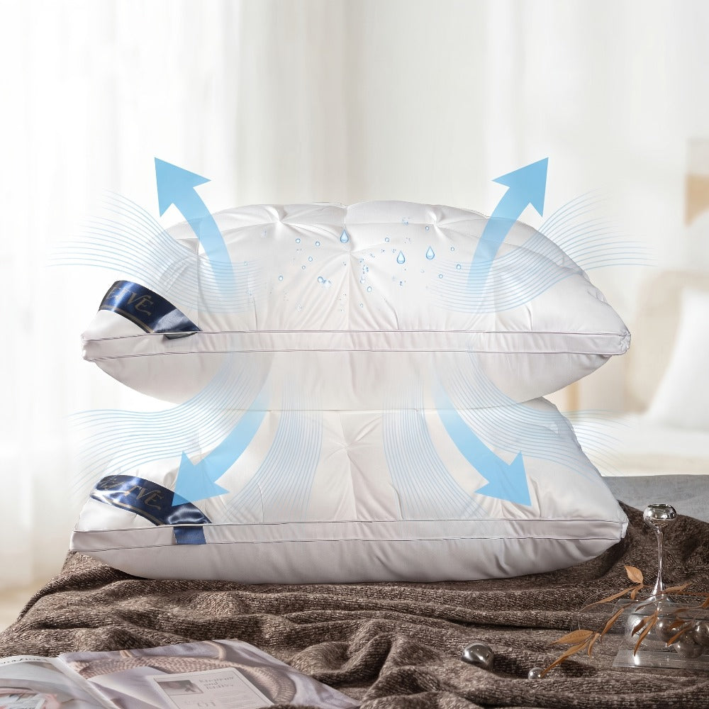 Luxury Hotel Pillows 2PCS, Cool Breathable Pillow Insert, Fluffy Resilient Neck Support, Comfortable Sleeping Pillow