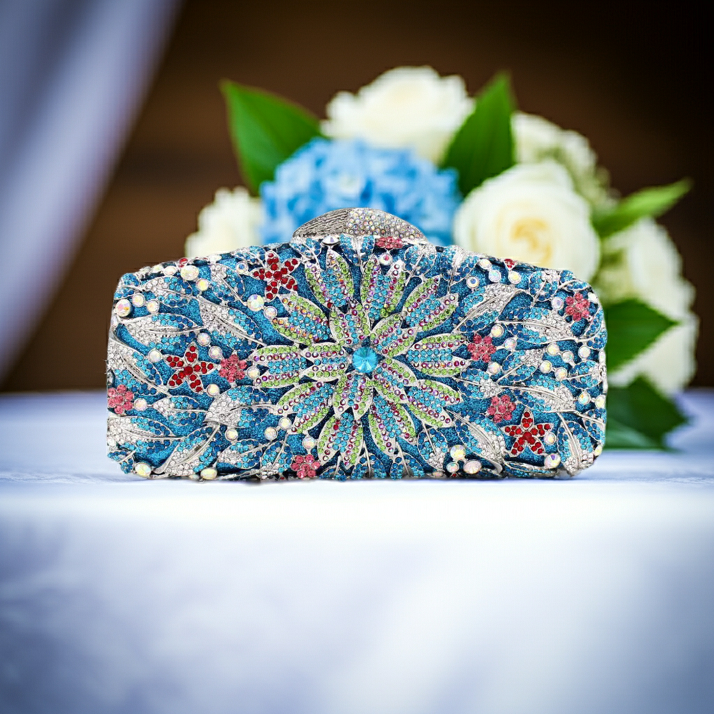 Bridal Inlaid Rhinestone Marigold Clutch, Evening Bag -i7bags