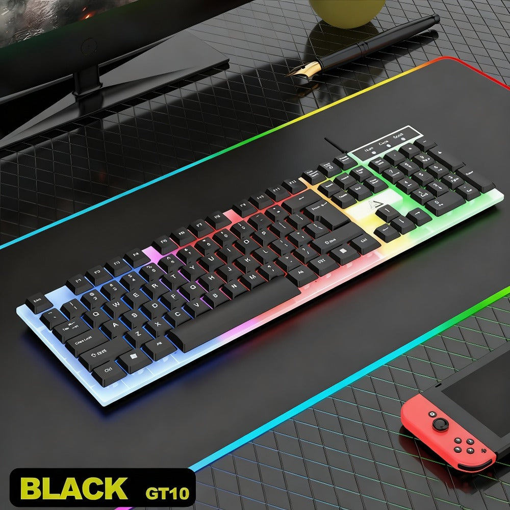 Gaming Keyboard and Mouse Combo Wired Backlit Mechanical-Feel Keys Optical Mouse Ergonomic USB Set for PC Laptop Desktop Home Office Quick