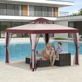 Gazebo with Mosquito Netting Steel Frame, Backyard Garden BBQ Party for Grilling, Camping and Outdoor Meals