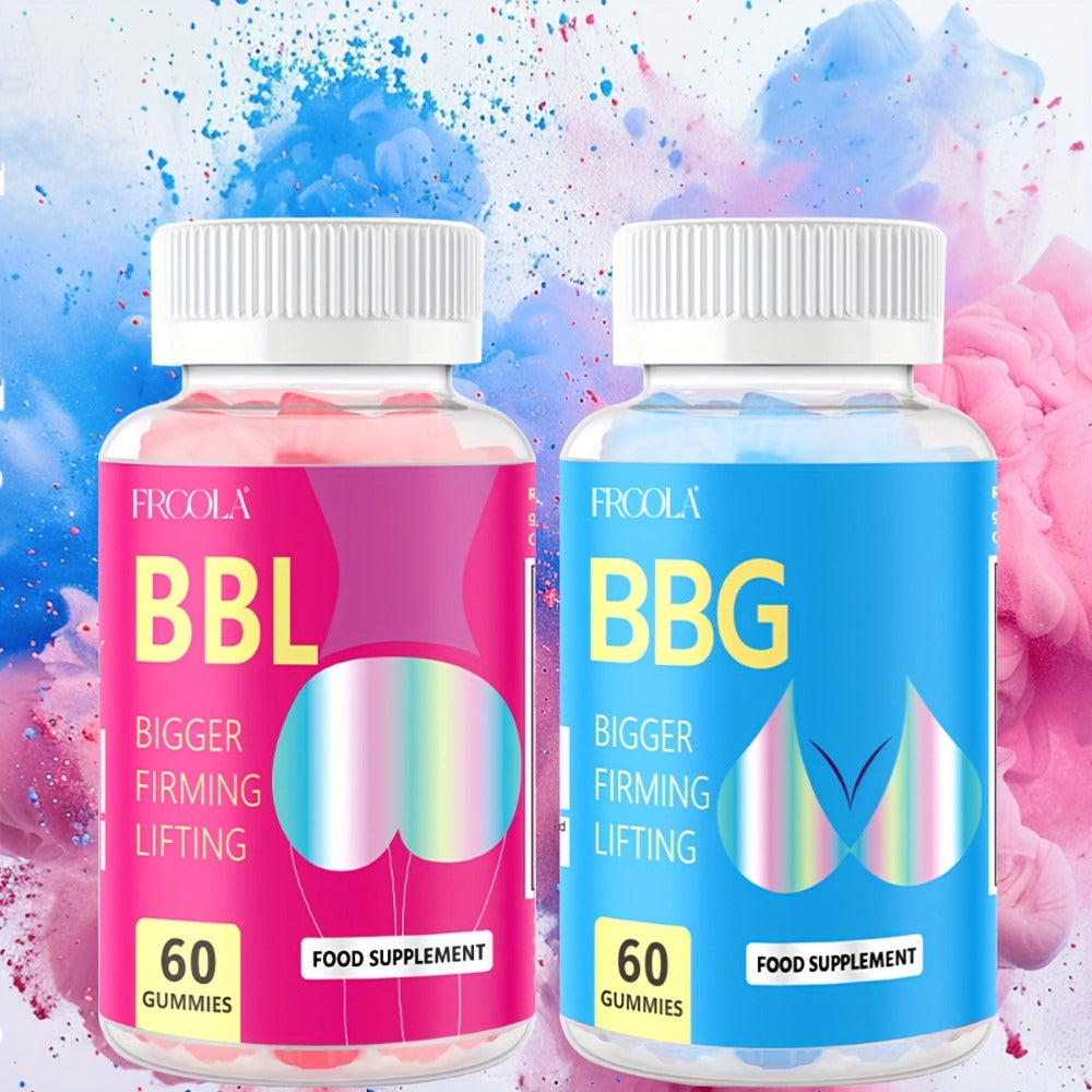 Women's BBL & BBG Herbal Gummies, Bum & Chest Enhancement Support Supplement for Women, Strawberry Flavor