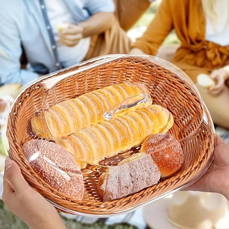 Woven Bread Basket in Square or Round Shape for Serving Bread, Fruit, Desserts and Snacks at Home or on the Dining Table