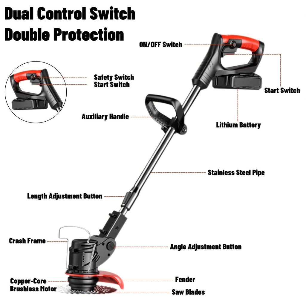Cordless Electric Weed Wacker, Handheld Lawn Trimmer Garden Yard for Garden, Patio and Yard Use