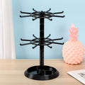 Jewelry Organizer 2-Tier Rotating Black Plastic Stand for Necklaces, Bracelets, Earrings and Keychains