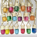 Car Air Freshener 18-Pack Hanging Diffuser Bottles with Six Random Scents and Adjustable Wooden Caps