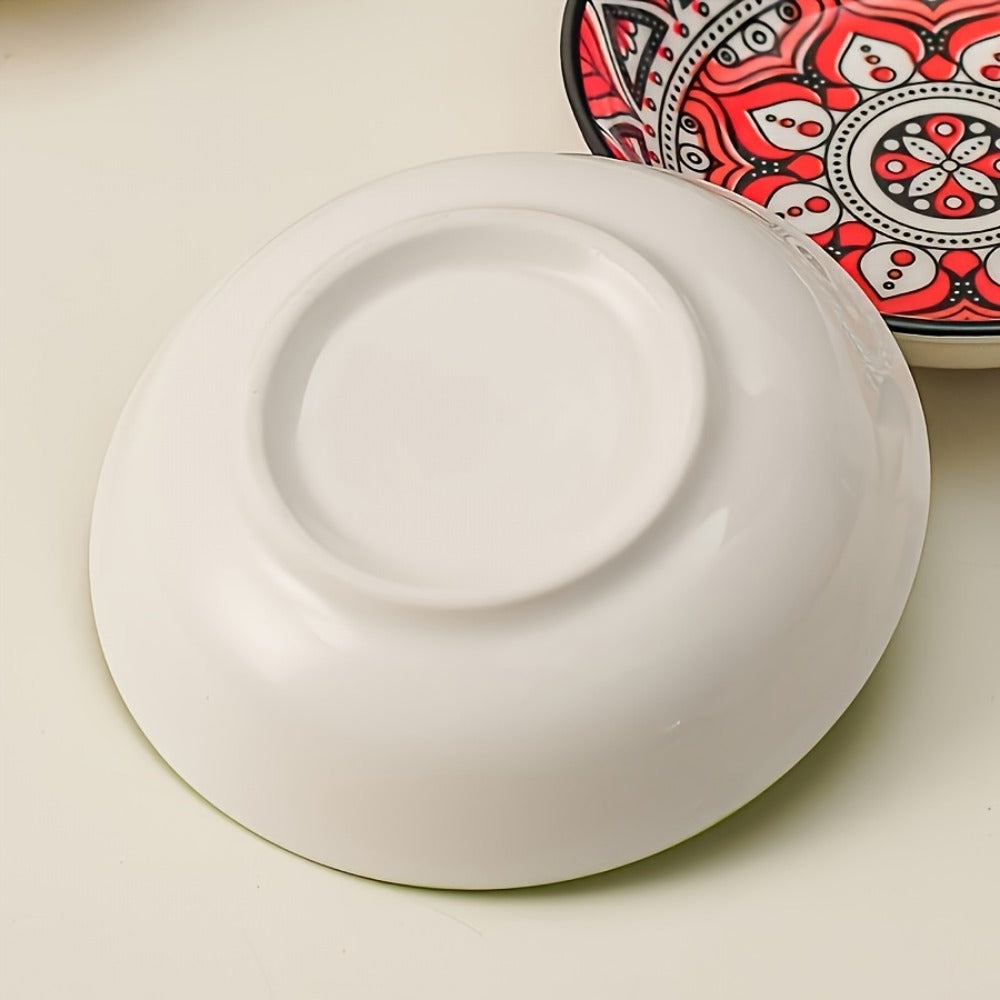 Ceramic Condiment Dish Set of 10, Bohemian Small Saucer Dipping Bowls for Soy Sauce, Vinegar & Spices