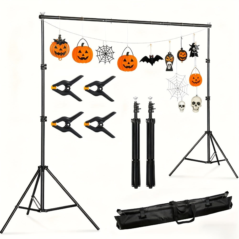 10x7ft Adjustable Backdrop Stand Kit for Photo Studio – Background Support System with 2 Stands, 4 Crossbars