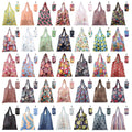 Reusable Grocery Bags Foldable Nylon Tote Bags Waterproof Washable Eco-Friendly Shopping Bag Set with Cute Floral Stripe Polka Dot Leopard