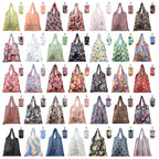 Reusable Grocery Bags Foldable Nylon Tote Bags Waterproof Washable Eco-Friendly Shopping Bag Set with Cute Floral Stripe Polka Dot Leopard