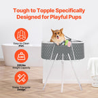 Elevated Foldable Pet Bathtub – Stand-Up Dog Grooming Tub with Carbon Steel Legs, 220 lbs Capacity & Expandable Drain Hose | 33"x18" PVC Tub