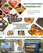 Baking Pan Set Nonstick Carbon Steel Cookie Sheets Roasting Pans Round Cake Muffin Pizza for Home Cooking, Dining and Outdoor Meals