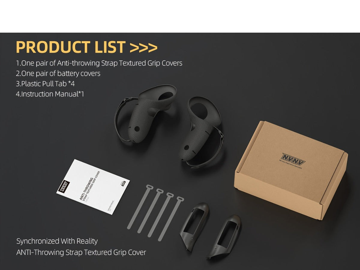 Meta Quest 3 & 3S Controller Grip Cover Silicone Hand Strap Protector – Anti-Throw Knuckle Strap Adjustable Battery Opening VR Controller