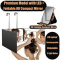 Barber Mirror, 3 Way Mirror for Self Hair Cutting with LED Lights, 360° View Anti-Fog HD Glass USB Rechargeable Folding Barber Mirror