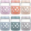 Glass Jar Food Storage Organizer Six-Pack with 16oz Screw-Top Jars and Optional Silicone Sleeves