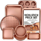 Nonstick Bakeware Pan Set, 8-Piece Carbon Steel Oven Baking Set with Cookie Sheet, 2 Round Cake Pans