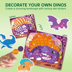 Dinosaur Dot Sticker Art Kit with 12 Picture Canvases and More Than 1, 400 Colored Dot Stickers