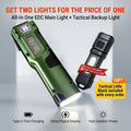Flashlight 2-Piece EDC Set with Eight Modes, USB-C Charging, Digital Display and Mini Backup Light